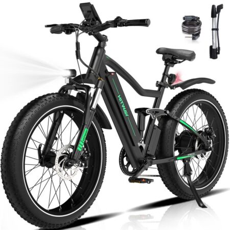 HITWAY Elektrisk Cykel 26"*4,0 Fat Bike - VTT E-BIKE Aftageligt batteri 48V 15AH - Motor 250W - Shimano 7 Gear - Rækkevidde op til