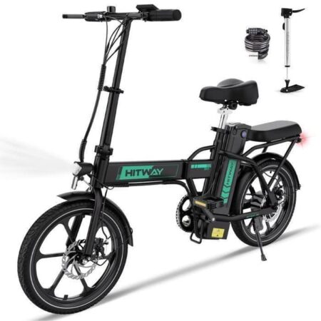 HITWAY Elektrisk Foldemobil 16" - Batteri 36V 13Ah - Pedalassistance - Rækkevidde 50-100KM - Gratis cykelpumpe