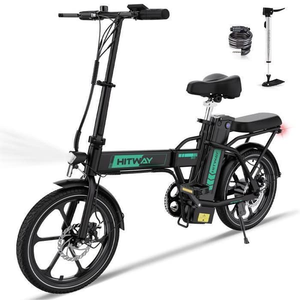 HITWAY Elektrisk Foldemobil 16" - Batteri 36V 13Ah - Pedalassistance - Rækkevidde 50-100KM - Gratis cykelpumpe HITWAY Elektrisk Foldemobil 16" - Batteri 36V 13Ah - Pedalassistance - Rækkevidde 50-100KM - Gratis cykelpumpe