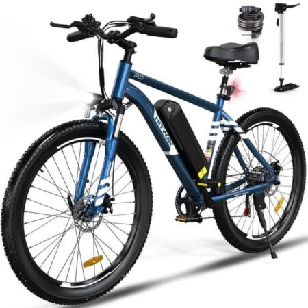 HITWAY elcykel VAE Blå, elektrisk MTB, 26" x 3.0 By E-Bike, Aftageligt Lithiumbatteri 48V15AH, Shimano 7 Gear