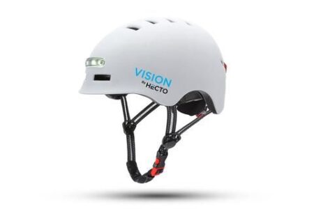 Hecto+ Vision m. indbygget lys hvid - Cykelhjelm - Large (58-61 cm)