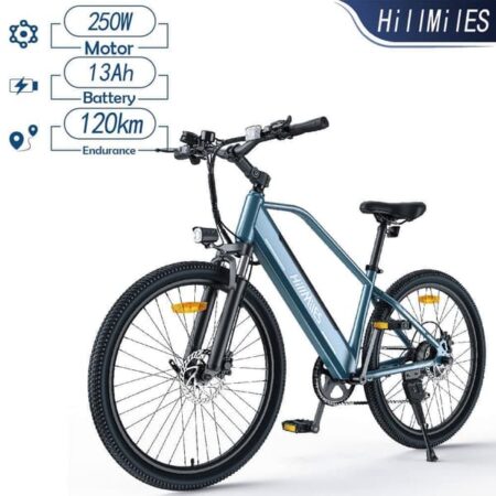 HillMilES MileTrail 1 elcykel til voksne, hydraulisk skivebremse, 13AH batteri, 350W motor, 25 km/t maksimal hastighed, 120 km rækkevidde - blå