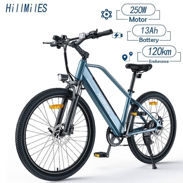 HillMiles MileTrail 1 elcykel, 120 km rækkevidde, 13AH batteri, 350W motor, 26 dæk, hydraulisk skivebremse -blå HillMiles MileTrail 1 elcykel, 120 km rækkevidde, 13AH batteri, 350W motor, 26 dæk, hydraulisk skivebremse -blå