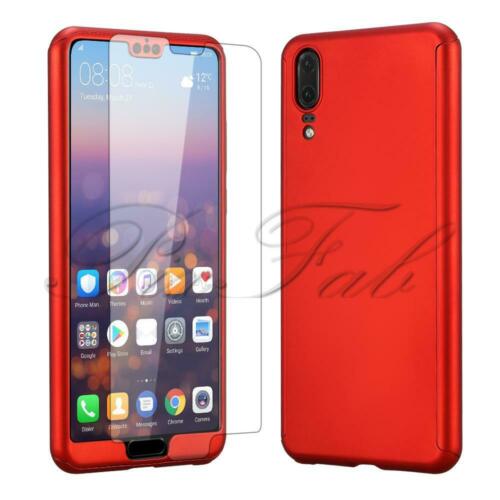 Huawei P20 Lite 3 in 1 Front Tempered Glass Back Shockproof Phone Case Cover(Red)