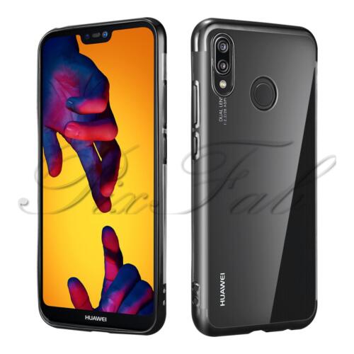 Huawei P30 ElectroPlated Bumper Gel Phone Case Cover + Tempered Glass (Black)