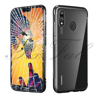 Huawei Y6 (2019) / Honor 8A Shockproof Bumper Gel Phone Case Cover + Tempered Glass (Black)