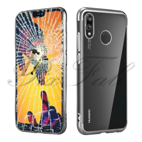 Huawei Y6 (2019) Metal Plated Frame Gel Phone Case Cover + Tempered Glass Silver