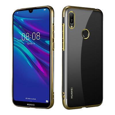Huawei Y7 (2019) / Honor 8C Case Cover Silicone ElectroPlated Shockproof Bumper Phone Gel (Gold)