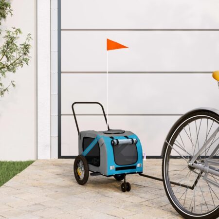 Hundetrailer til cykel i oxfordstof og jern - blå/sort