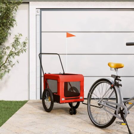Hundetrailer til cykel i oxfordstof og jern - orange/sort