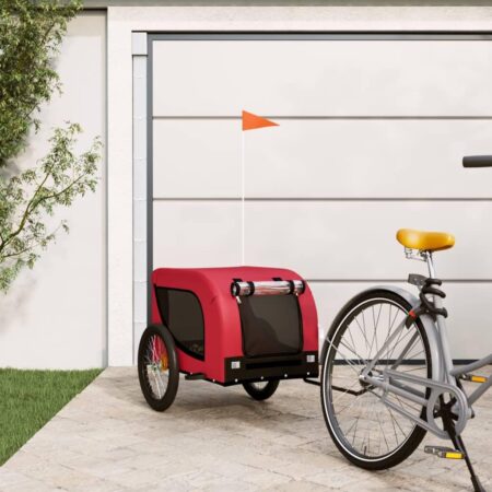 Hundetrailer til cykel i oxfordstof og jern - rød/sort