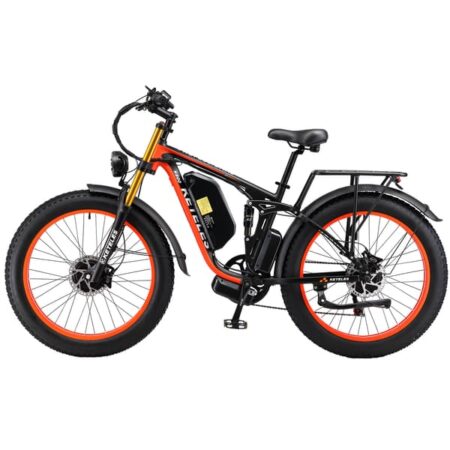 KETELES K800 Pro Elcykel 26" Dobbeltmotor Fuld Affjedring, Sort&Orange
