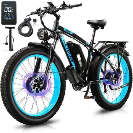 KETELES k800 voksen 2000W dobbeltmotor elcykel, 23AH batteri, 26*4.0 fedt dæk el mountainbike, blå
