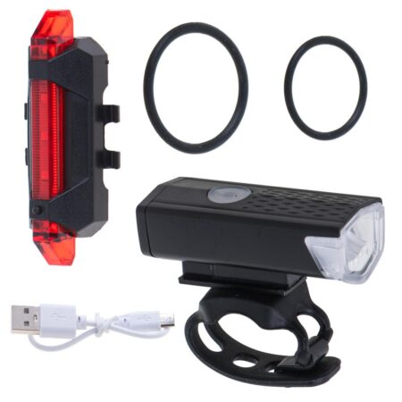 LED cykellygte sæt for/bag - USB genopladelig