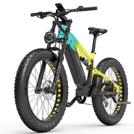 Lankeleisi RV800 Plus 750W offroad elcykel, Bafang motor, 26*4 tommer fedt dæk, 20Ah Samsung batteri, gulgrøn