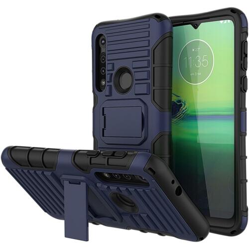 Moto One Macro XT2016 Shockproof Stand TOUGH Phone Case Cover (Blue)