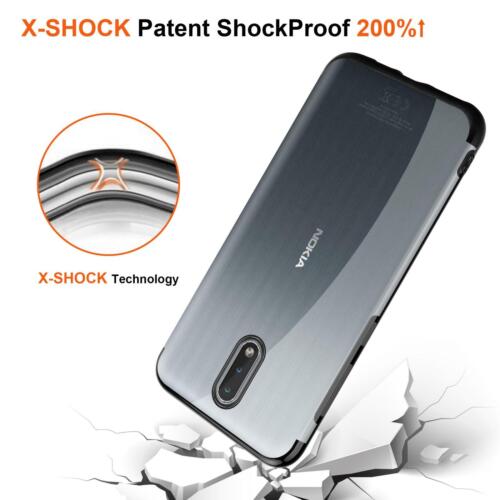 Nokia 2.3 Case Shockproof Silicone Phone Cover + Tempered Glass (Black)