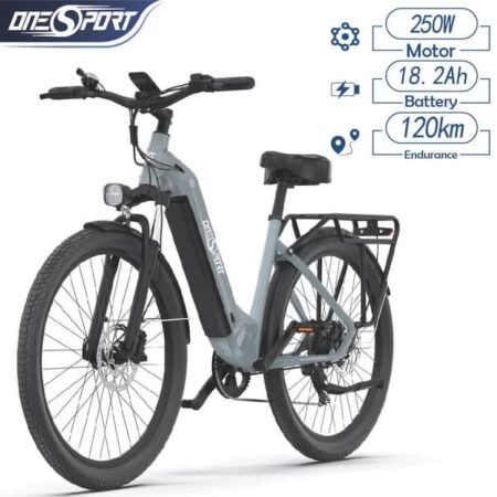 ONESPORT OT05 elcykel til byen, 27,5" dæk, 36V 18,2 batteri, 250W motor, rækkevidde 120km-grå