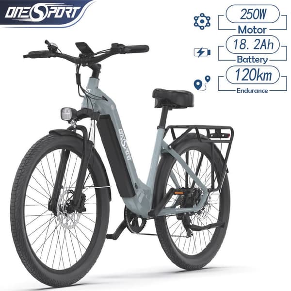 ONESPORT OT05 elcykel til byen, 27,5" dæk, 36V 18,2 batteri, 250W motor, rækkevidde 120km-grå ONESPORT OT05 elcykel til byen, 27,5" dæk, 36V 18,2 batteri, 250W motor, rækkevidde 120km-grå