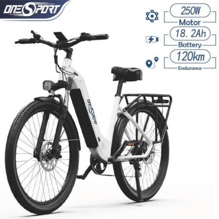 ONESPORT OT05 elcykel til byen, 27,5" dæk, 36V 18,2 batteri, 250W motor, rækkevidde 120km - hvid