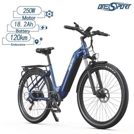 ONESPORT OT05 elektrisk cykel 27,5 * 2,25 tommer dæk 36V 18,2Ah batteri 250W motor 7 hastigheder E-cykel - dybblå