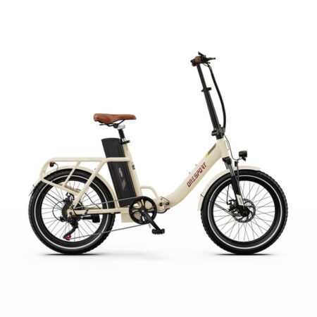 ONESPORT OT16-2 20" foldbar elcykel - 48V 250W motor 40Nm drejningsmoment, 17Ah, 25 km/t maks. hastighed, 120 km, 150 kg maks. belastning, IPX5 vandtæt, off-white
