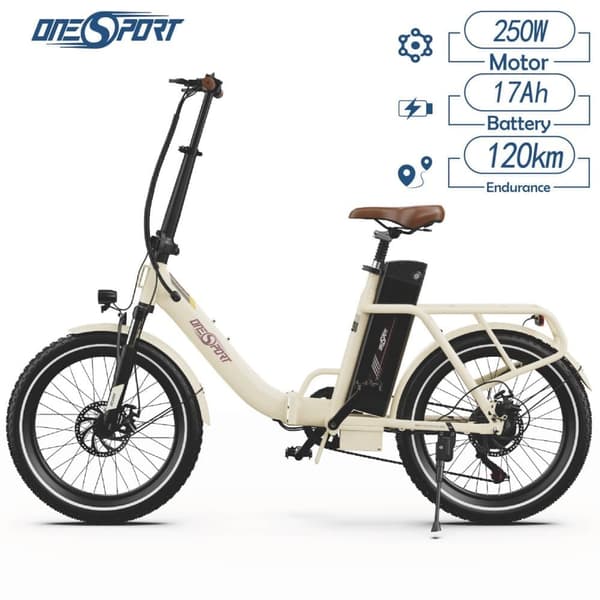 ONESPORT OT16-2 elcykel, 250W motor 25 km / t maks. hastighed, 48V 17Ah batteri, 20" dæk, 120 km rækkevidde -hvid ONESPORT OT16-2 elcykel, 250W motor 25 km / t maks. hastighed, 48V 17Ah batteri, 20" dæk, 120 km rækkevidde -hvid