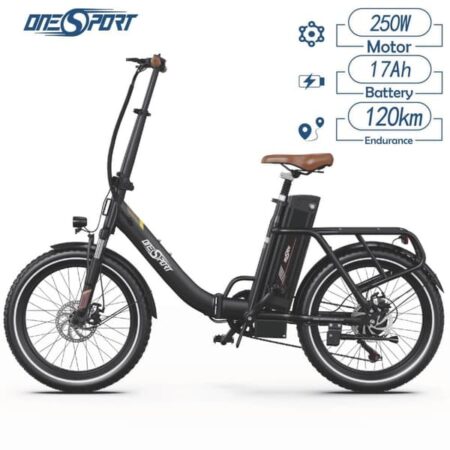 ONESPORT OT16-2 elektrisk cykel, 250W motor 48V 17Ah batteri, 20" dæk, 25 km / t maks. hastighed, 120 km rækkevidde -sort
