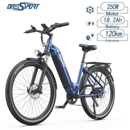 ONESPORTS OT05 City E-Bike, 27,5 tommer dæk, 36V 18,2Ah batteri, 250W motor, 25 km/t maks. hastighed, 120 km rækkevidde -Deep Blue