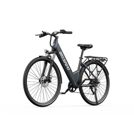 Onesport OT12 elcykel, 250W motor, maks. 25 km/t, 13AH batteri, rækkevidde cirka 40-65 km, 7 gear, skivebremser, grå.