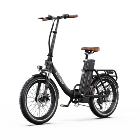 Onesport OT16-2 elcykel, rækkevidde 120 km, 20*3 tommer dæk, 250W motor, 17Ah batteri-sort
