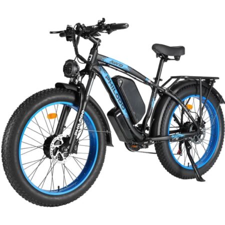 PHILODO H8 elcykel, 2 x 1000W motorer, 56 km/t MAX, 26AH batteri, 21 gear, 26x4 dæk, blå.