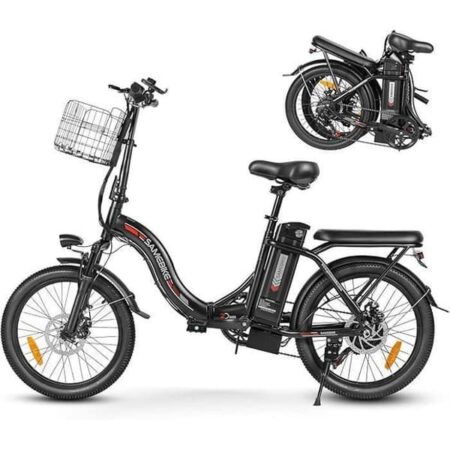 SAMEBIKE CY20 - Sammenklappelig elcykel - Motor 350W - Batteri 36V 12Ah - Rækkevidde 90km - 20'' Dæk - Max 32km/h - Sort