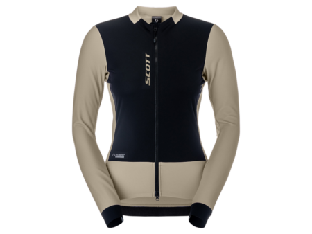 SCOTT Pro Warm Wind Breaker cykeltrøje lange ærmer portobello beige/sort dame