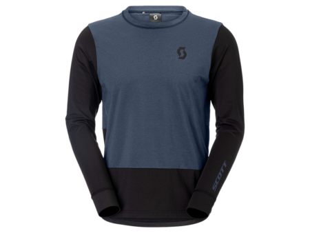 SCOTT Vertic Pro Mid LS Tee - Cykeltrøje - Lange ærmer - Herre - Dusk Blue/Sort - Str. L