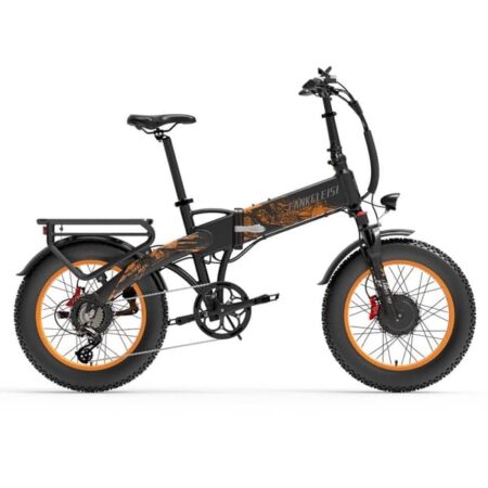 Sammenfoldelig elcykel LANKELEISI X2000 MAX, 2000W dobbeltmotor, sort/orange
