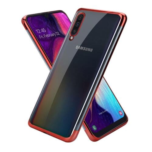 Samsung Galaxy A50 SM-A505F Phone Case Cover Slim Metallic Gel + Tempered Glass(Red)