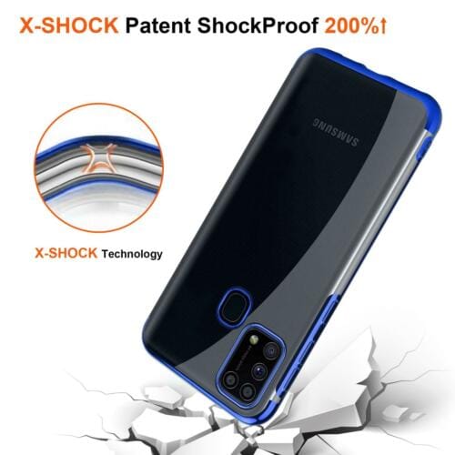 Samsung Galaxy M31 (6.4") SM-M... Case Shockproof Slim Plated Bumper Gel Phone Cover (Blue)