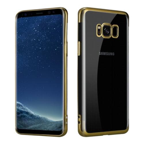 Samsung Galaxy S8 SM-G950F Tempered Glass + Metallic Gel Phone Case Cover (Gold)