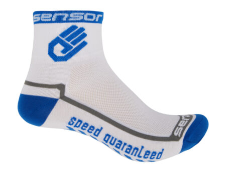 Sensor Race lite - Cykelstrømper - Hvid/blå - Str. 3-5 / 35-38