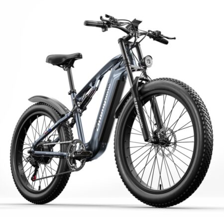 Shengmilo MX05 elcykel, fuld affjedring, 1000W motor, 17,5Ah batteri, Shimano 7, hastighed 42KM/t, rækkevidde 80~90KM, voksen elcykel, grå