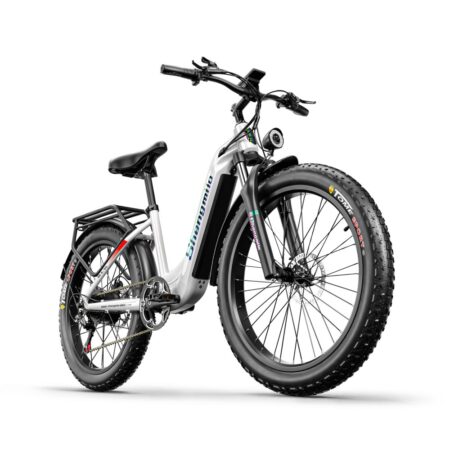 Shengmilo MX06 Elcykel 48V 1000W Motor 17,5Ah batteri Shimano 7 Speed 26×3,0'' Fat Tire Voksen Elcykel, Hvid