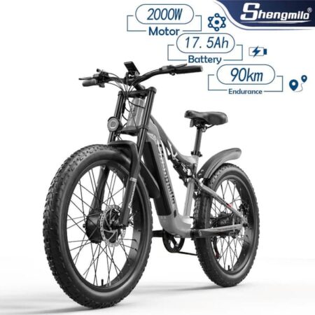 Shengmilo S600 26*3.0 brede dæk, 17.5AH batteri 1000W*2 motorer elcykel til voksne, 45 km/t, 75 km rækkevidde, dobbelte motorer