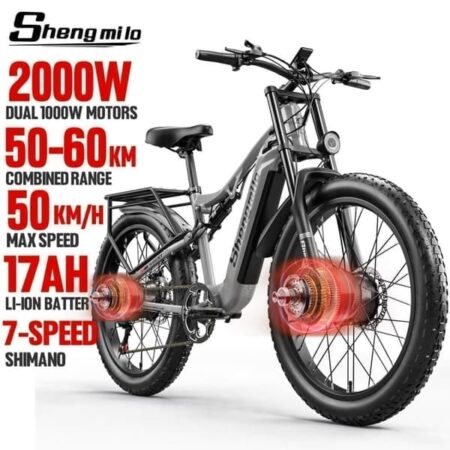 Shengmilo S600 All-Terrain Elcykel 2000W Motor 26 Tommer Dæk City Commuter Elcykel 48V 17.5AH Batteri Voksen Elcykel, Mountainbikes