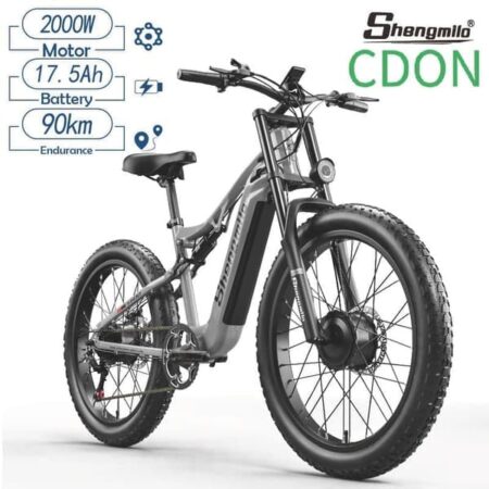 Shengmilo S600 elcykel til voksne, 17.5AH batteri 1000W*2 motorer 45 km/t, 75 km rækkevidde, 26*3.0 brede dæk, dobbelte motorer
