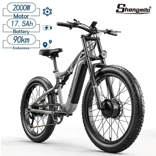 Shengmilo S600 elcykel til voksne 17,5AH batteri 1000W*2 dobbelte motorer, 45 km/t, 75 km rækkevidde, 26*3,0 brede dæk Shengmilo S600 elcykel til voksne 17,5AH batteri 1000W*2 dobbelte motorer, 45 km/t, 75 km rækkevidde, 26*3,0 brede dæk