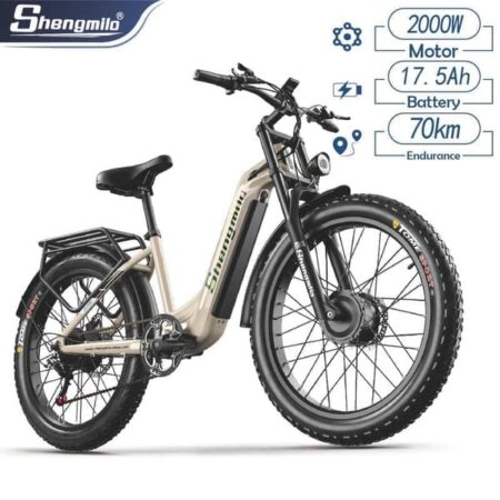 Shengmilo S700 17,5AH Batteri 1000W*2 Voksenmotorcykel, 45 km/t, 75 km rækkevidde, 26*3,0 brede dæk, dobbeltmotorer, Samsung-batteri