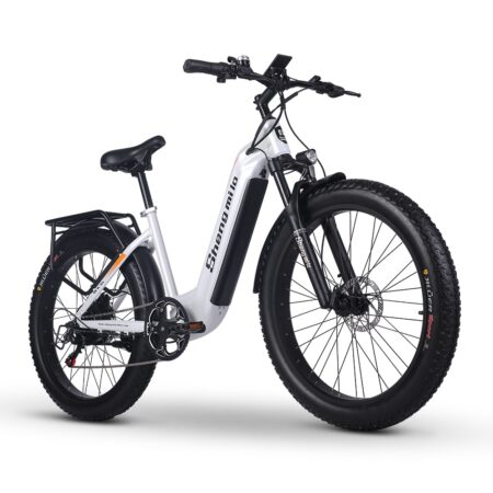 Shengmilo Voksen Elcykel Cross Country Bike Børsteløs Motor Peak 1000W Motor 26 Tommer Damecykel 48V 17,5AH Samsung Batteri Mountain Bike, Hvid