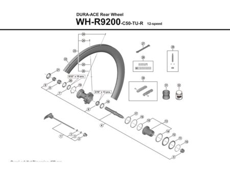 Shimano Dura Ace eger 265mm lang til baghjul model WH-R9200-C50-TU-R