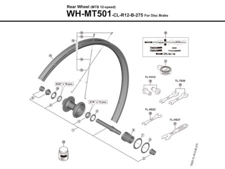 Shimano eger 269mm lang til baghjul model WH-MT501-CL-R12-B-275
